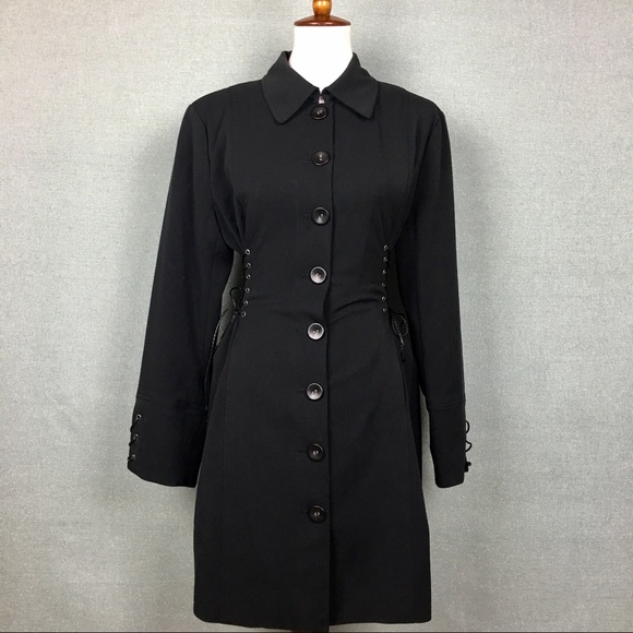 Pamela McCoy Jackets & Blazers - Pamela McCoy Lace Up Cinched Waist Trench Coat